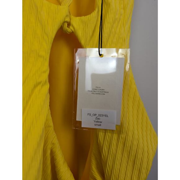NWT FELLA Zac One Piece Textured Swimsuit Yellow S - Picture 9 of 11